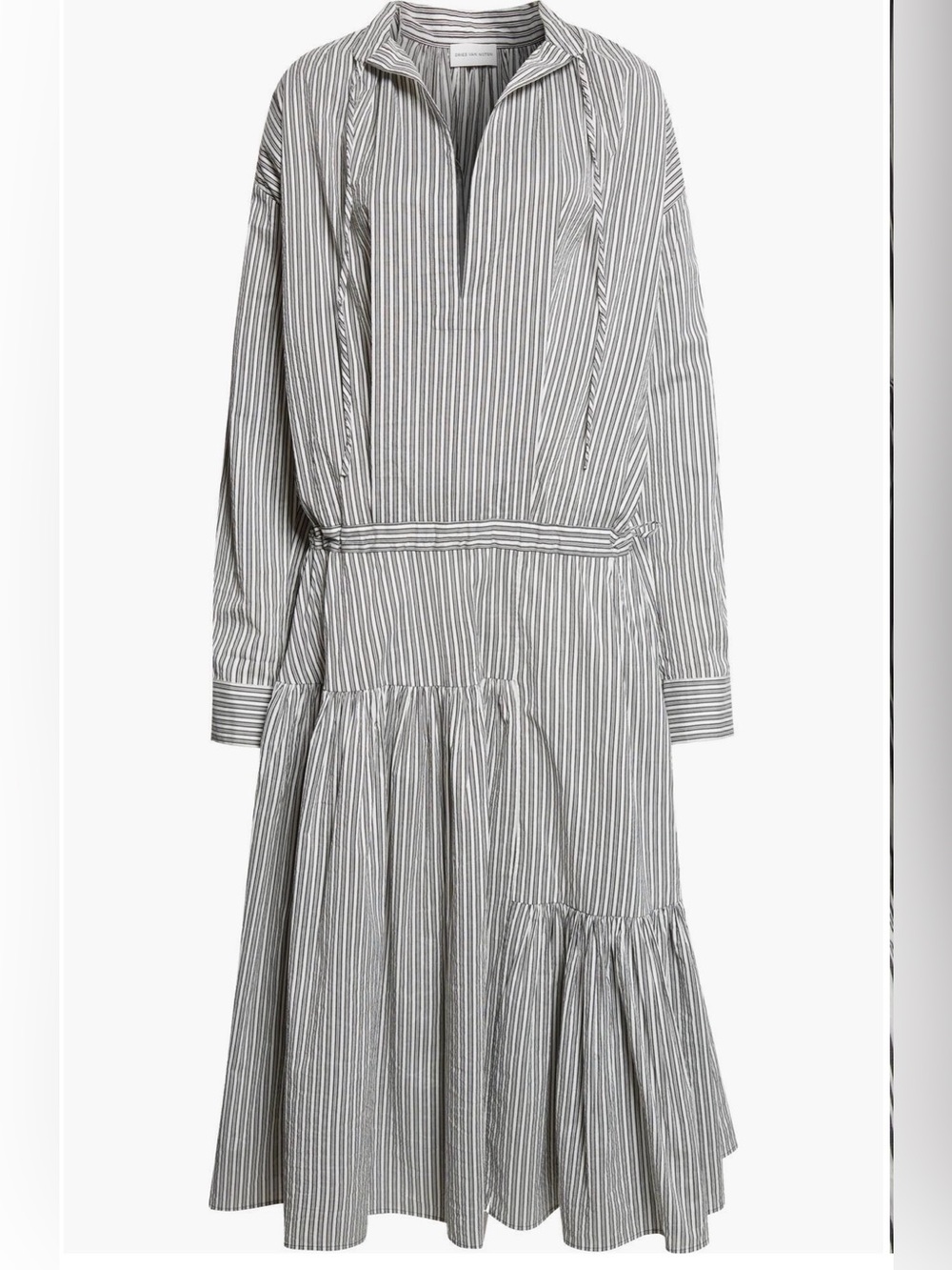 Dries Van Noten washed striped long sleeve cotton & silk dress - Picture 6 of 8